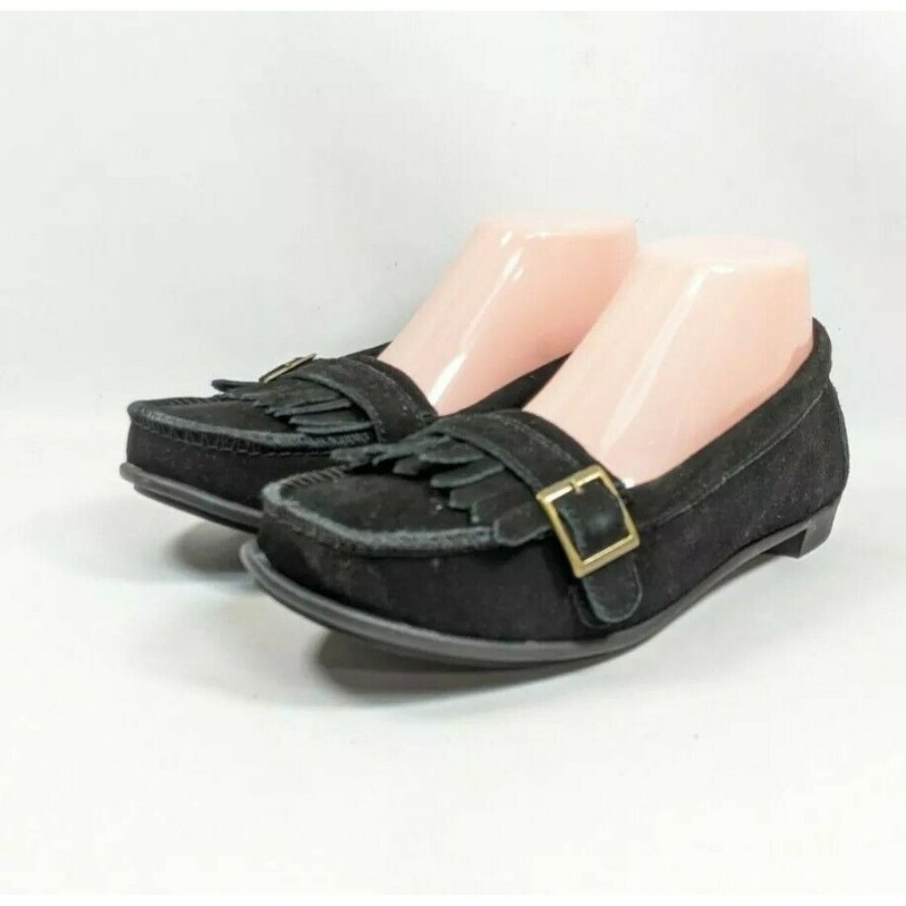 Angel Steps Tassel Loafers Women's Sz 7.5 W Black Suede L